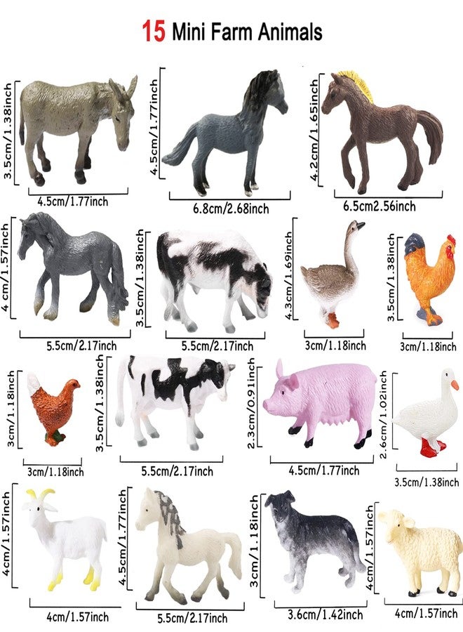 Yowlieu 15 Pcs Mini Figures Toys Realistic Farm Animal Figurines, Plastic Learning Educational Playset Animal Themed Party Supplies Cake Topper Ornaments for Easter Egg Birthday Christmas - Image 2